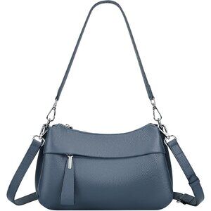 Genuine Leather Indigo Blue Crossbody Bag Women Small Hobo Shoulder Purse Straps